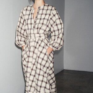 NWT Zara ZW COLLECTION CHECK SHIRT DRESS